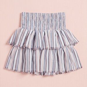 Blue and White Smocked Mini Skirt SHEIN XS
